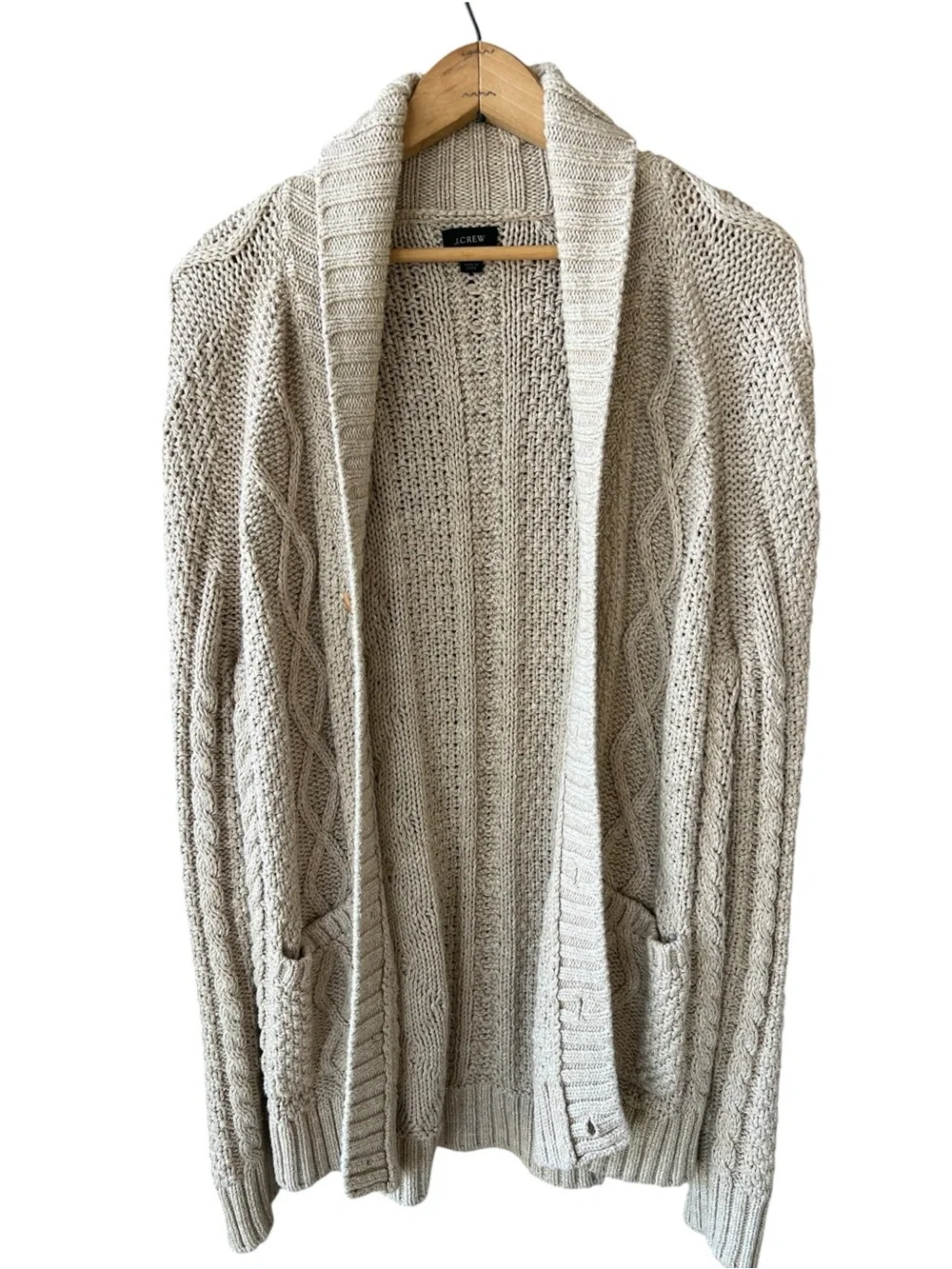 J. Crew Men’s M Cream Heritage Cable Knit Shawl-Collar Cardigan